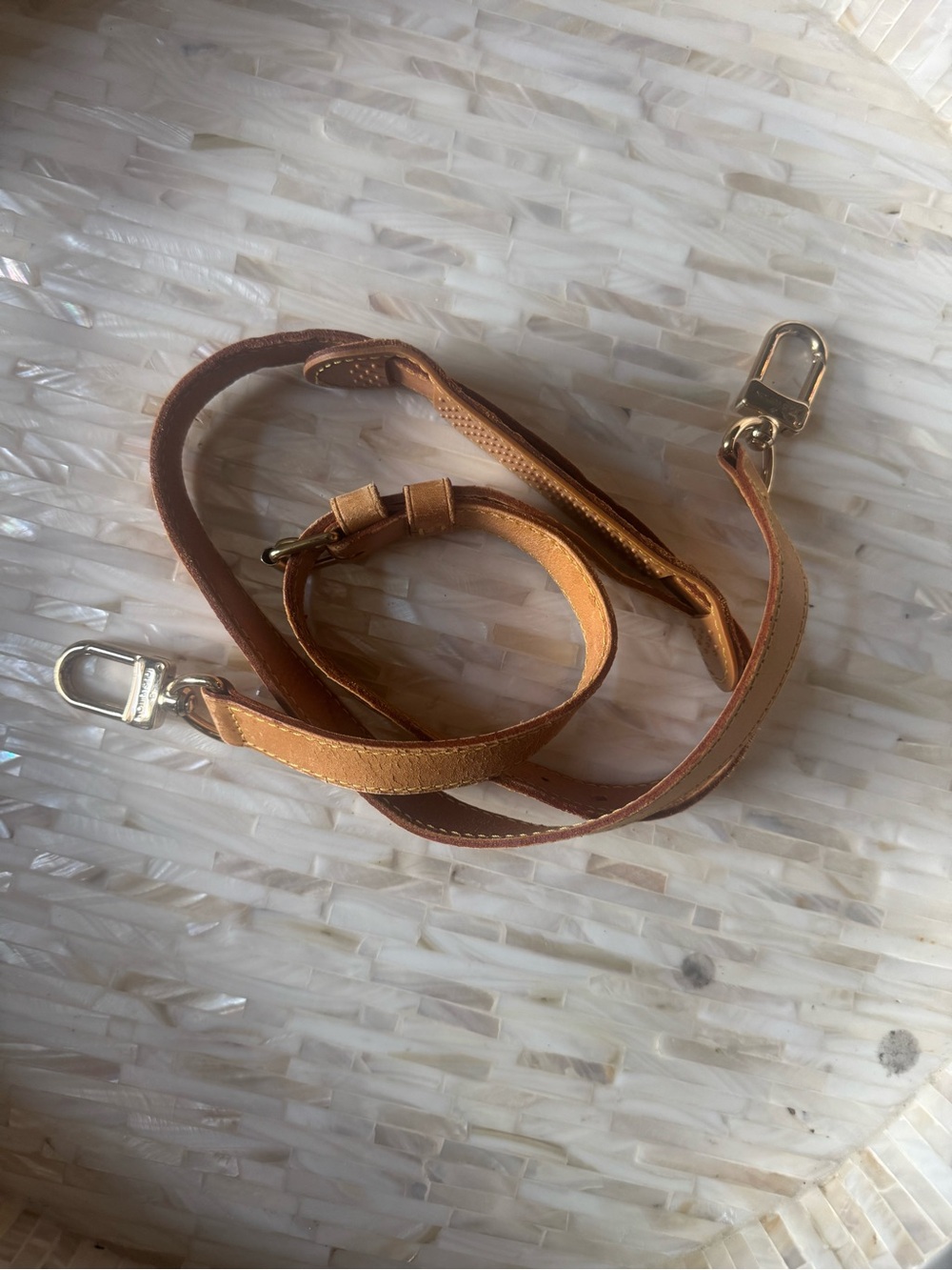 Louis Vuitton Leather Keep All Strap with Gold Hardware